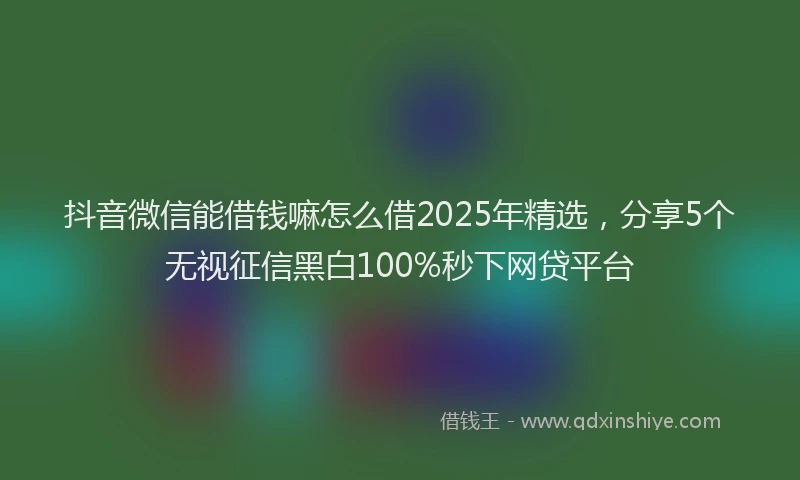 抖音微信能借钱嘛怎么借2025年精选，分享5个无视征信黑白100%秒下网贷平台