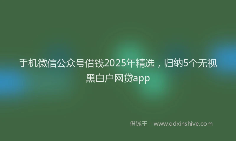 手机微信公众号借钱2025年精选，归纳5个无视黑白户网贷app