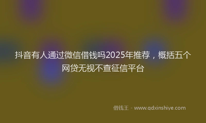 抖音有人通过微信借钱吗2025年推荐，概括五个网贷无视不查征信平台