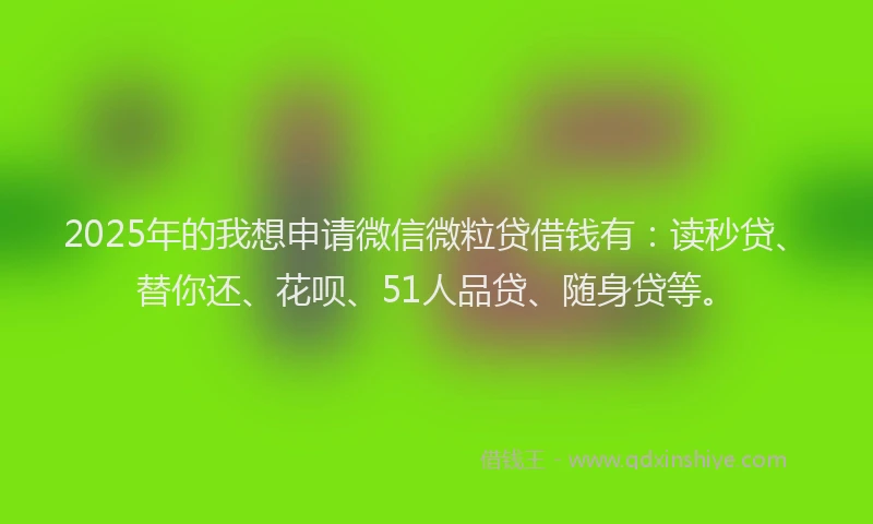 2025年的我想申请微信微粒贷借钱有：读秒贷、替你还、花呗、51人品贷、随身贷等。