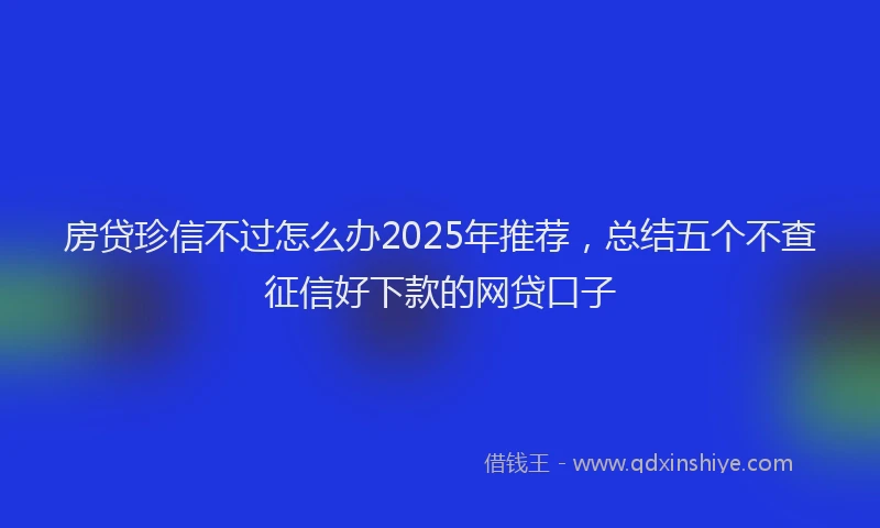 房贷珍信不过怎么办2025年推荐，总结五个不查征信好下款的网贷口子