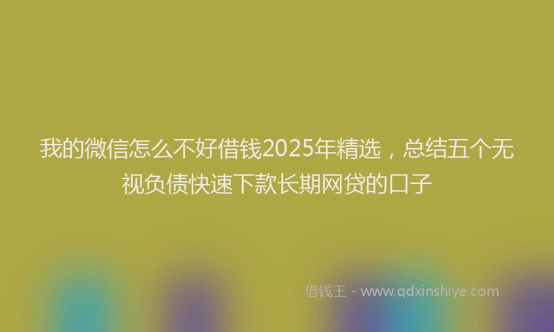 我的微信怎么不好借钱2025年精选，总结五个无视负债快速下款长期网贷的口子