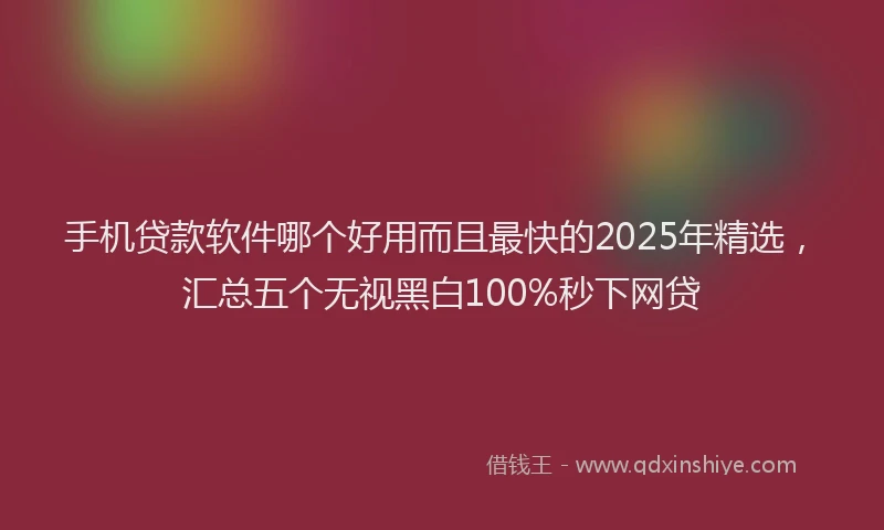 手机贷款软件哪个好用而且最快的2025年精选，汇总五个无视黑白100%秒下网贷