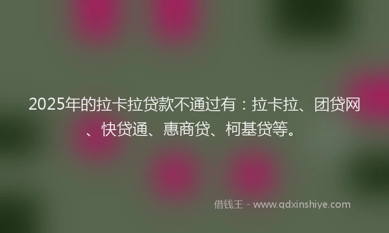 2025年的拉卡拉贷款不通过有：拉卡拉、团贷网、快贷通、惠商贷、柯基贷等。