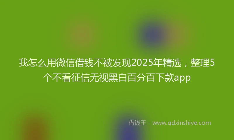 我怎么用微信借钱不被发现2025年精选，整理5个不看征信无视黑白百分百下款app