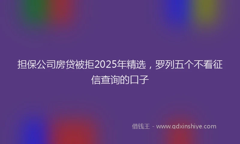 担保公司房贷被拒2025年精选，罗列五个不看征信查询的口子