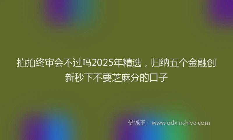 拍拍终审会不过吗2025年精选，归纳五个金融创新秒下不要芝麻分的口子