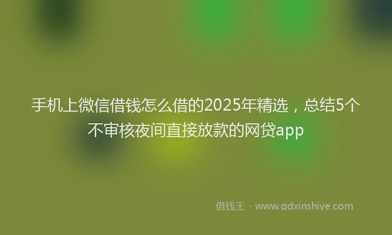 手机上微信借钱怎么借的2025年精选，总结5个不审核夜间直接放款的网贷app