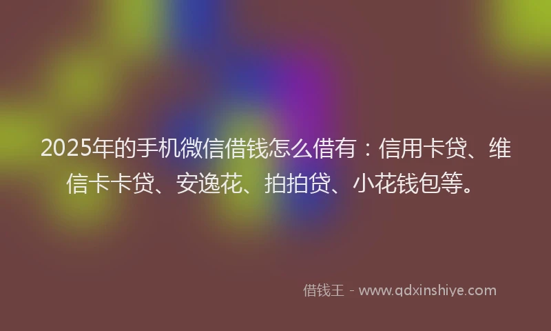 2025年的手机微信借钱怎么借有：信用卡贷、维信卡卡贷、安逸花、拍拍贷、小花钱包等。