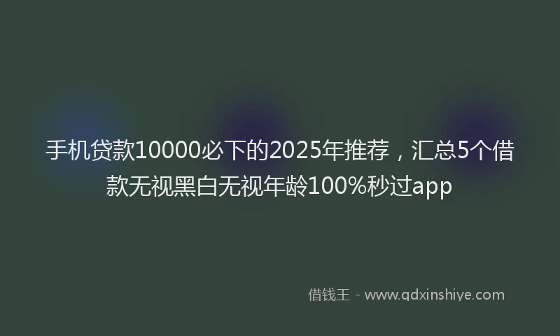 手机贷款10000必下的2025年推荐，汇总5个借款无视黑白无视年龄100%秒过app