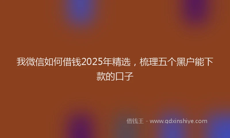 我微信如何借钱2025年精选，梳理五个黑户能下款的口子
