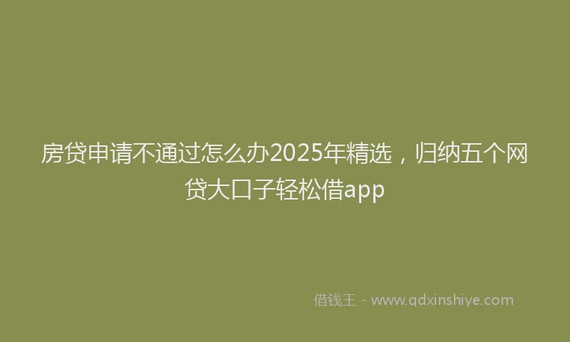 房贷申请不通过怎么办2025年精选，归纳五个网贷大口子轻松借app