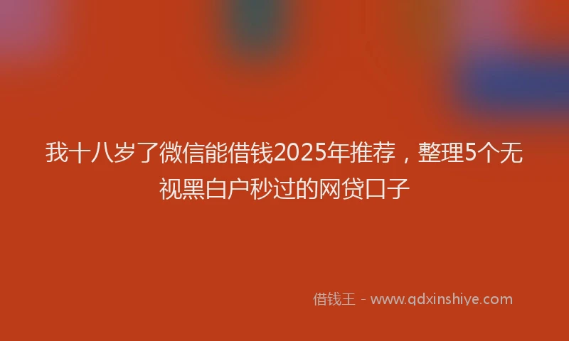 我十八岁了微信能借钱2025年推荐，整理5个无视黑白户秒过的网贷口子