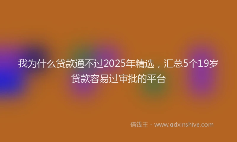 我为什么贷款通不过2025年精选，汇总5个19岁贷款容易过审批的平台