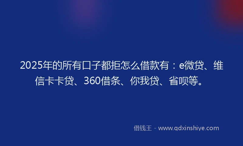 2025年的所有口子都拒怎么借款有：e微贷、维信卡卡贷、360借条、你我贷、省呗等。