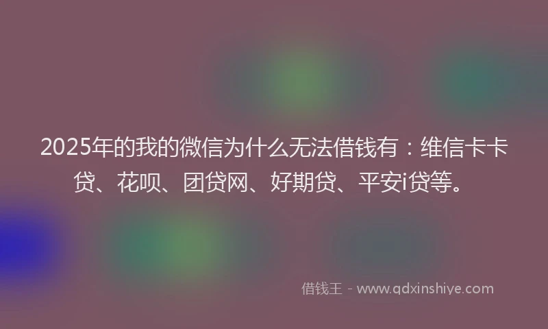 2025年的我的微信为什么无法借钱有：维信卡卡贷、花呗、团贷网、好期贷、平安i贷等。