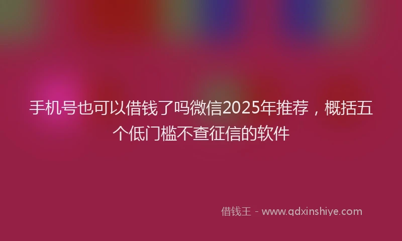 手机号也可以借钱了吗微信2025年推荐，概括五个低门槛不查征信的软件
