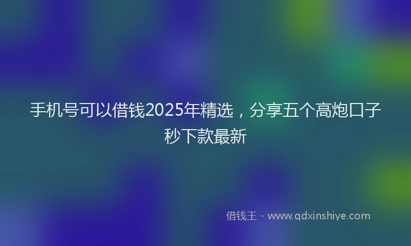 手机号可以借钱2025年精选，分享五个高炮口子秒下款最新