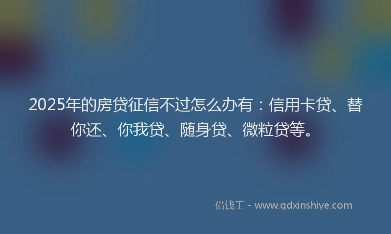 2025年的房贷征信不过怎么办有：信用卡贷、替你还、你我贷、随身贷、微粒贷等。