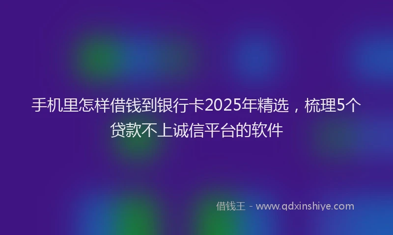 手机里怎样借钱到银行卡2025年精选，梳理5个贷款不上诚信平台的软件