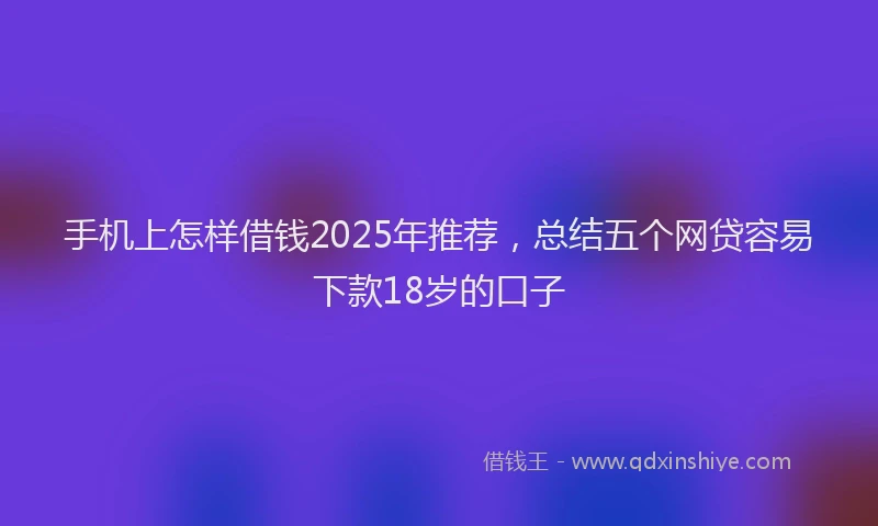 手机上怎样借钱2025年推荐，总结五个网贷容易下款18岁的口子