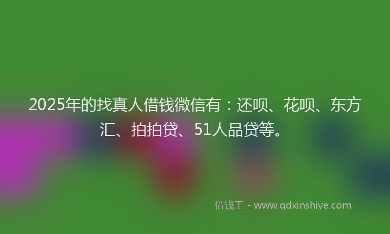 2025年的找真人借钱微信有：还呗、花呗、东方汇、拍拍贷、51人品贷等。