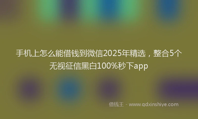 手机上怎么能借钱到微信2025年精选，整合5个无视征信黑白100%秒下app