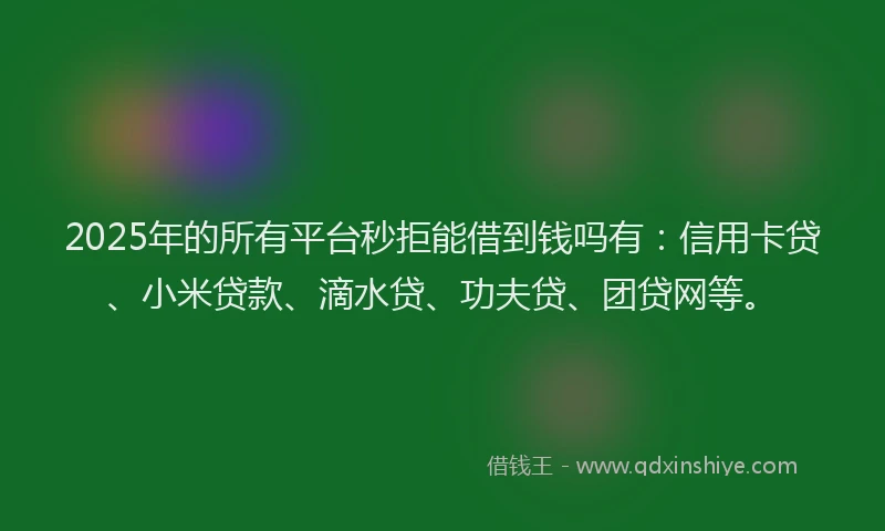 2025年的所有平台秒拒能借到钱吗有：信用卡贷、小米贷款、滴水贷、功夫贷、团贷网等。