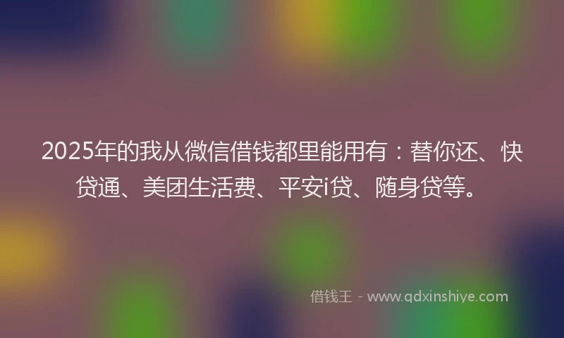 2025年的我从微信借钱都里能用有：替你还、快贷通、美团生活费、平安i贷、随身贷等。