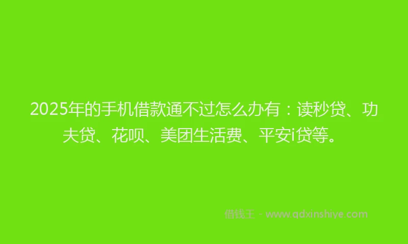 2025年的手机借款通不过怎么办有：读秒贷、功夫贷、花呗、美团生活费、平安i贷等。