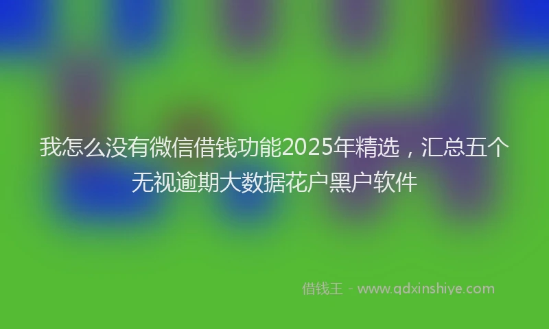 我怎么没有微信借钱功能2025年精选，汇总五个无视逾期大数据花户黑户软件