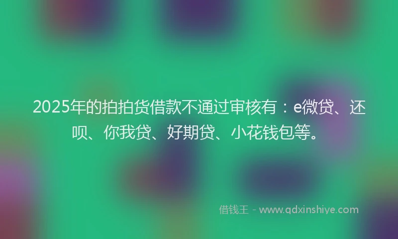 2025年的拍拍货借款不通过审核有：e微贷、还呗、你我贷、好期贷、小花钱包等。