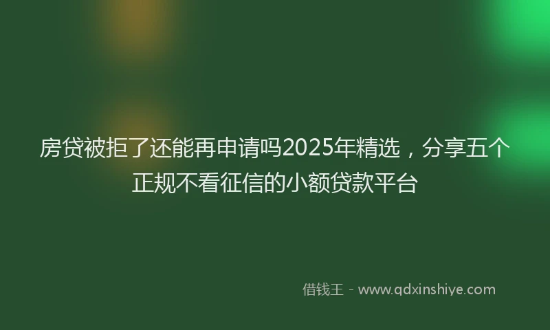 房贷被拒了还能再申请吗2025年精选，分享五个正规不看征信的小额贷款平台