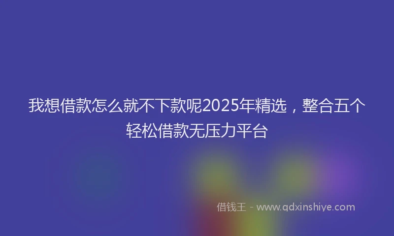 我想借款怎么就不下款呢2025年精选，整合五个轻松借款无压力平台