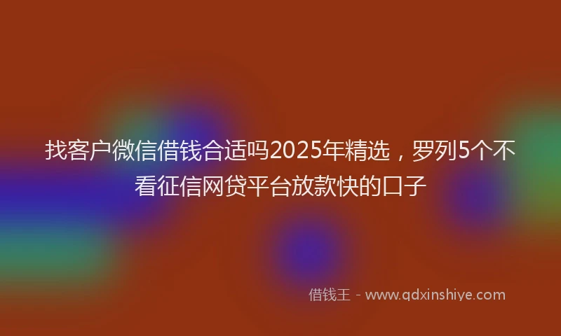 找客户微信借钱合适吗2025年精选，罗列5个不看征信网贷平台放款快的口子