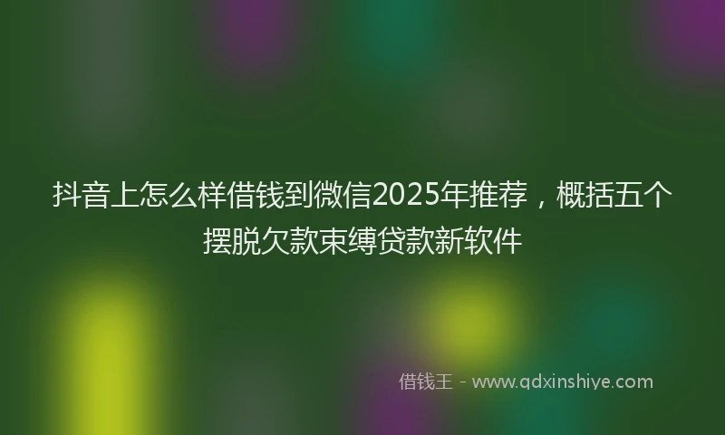 抖音上怎么样借钱到微信2025年推荐，概括五个摆脱欠款束缚贷款新软件