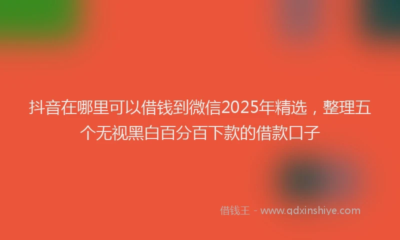 抖音在哪里可以借钱到微信2025年精选，整理五个无视黑白百分百下款的借款口子