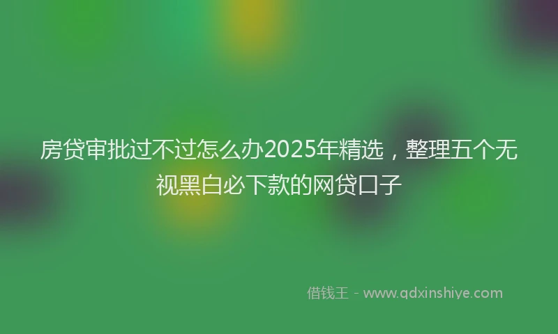 房贷审批过不过怎么办2025年精选，整理五个无视黑白必下款的网贷口子