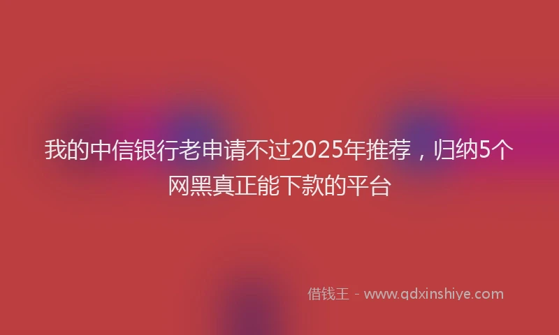 我的中信银行老申请不过2025年推荐，归纳5个网黑真正能下款的平台
