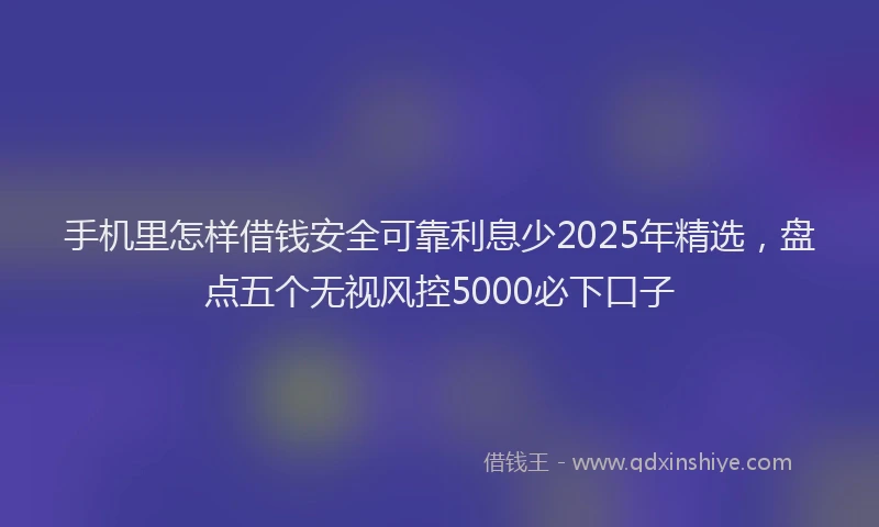 手机里怎样借钱安全可靠利息少2025年精选，盘点五个无视风控5000必下口子