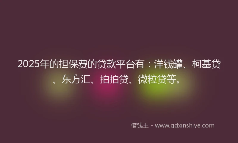 2025年的担保费的贷款平台有：洋钱罐、柯基贷、东方汇、拍拍贷、微粒贷等。