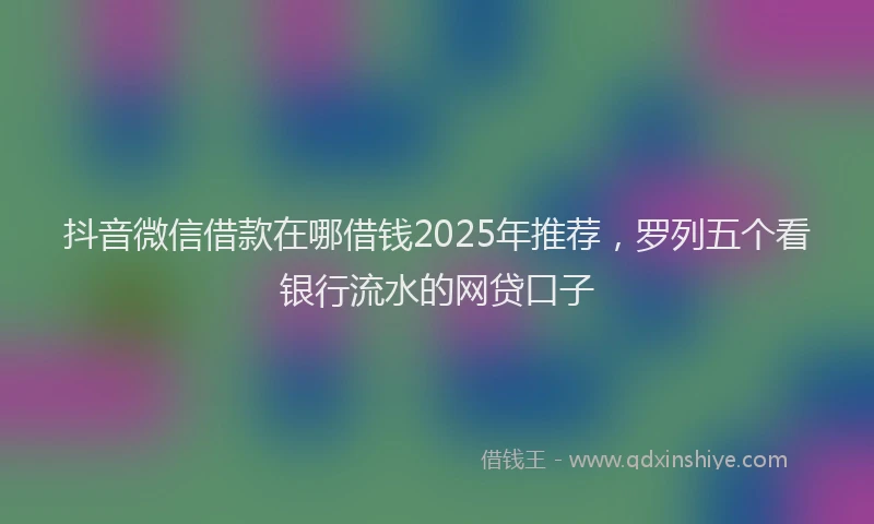 抖音微信借款在哪借钱2025年推荐，罗列五个看银行流水的网贷口子