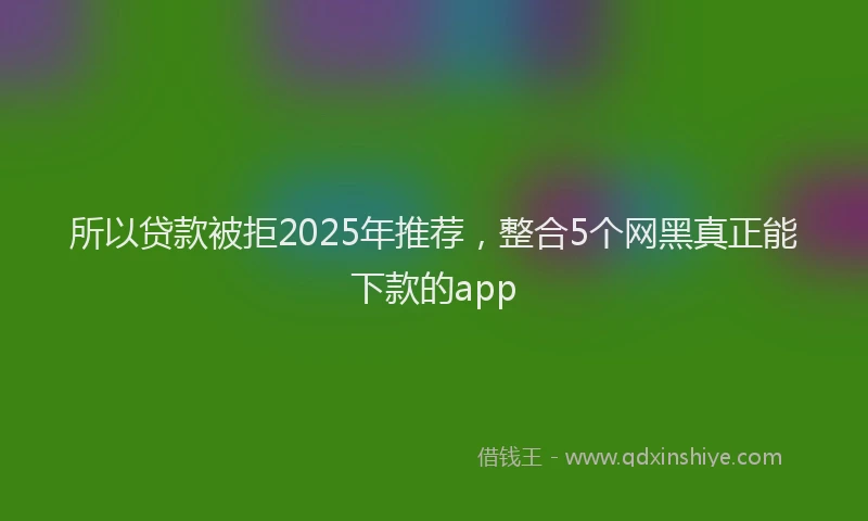 所以贷款被拒2025年推荐，整合5个网黑真正能下款的app
