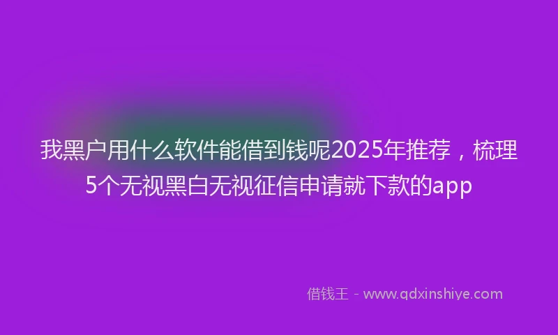 我黑户用什么软件能借到钱呢2025年推荐，梳理5个无视黑白无视征信申请就下款的app