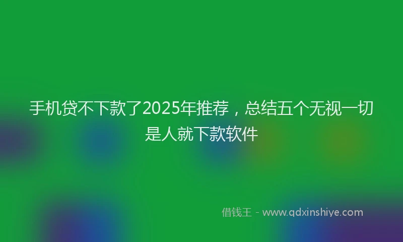 手机贷不下款了2025年推荐，总结五个无视一切是人就下款软件