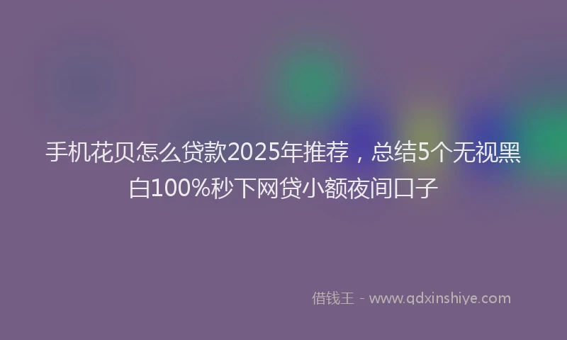 手机花贝怎么贷款2025年推荐，总结5个无视黑白100%秒下网贷小额夜间口子