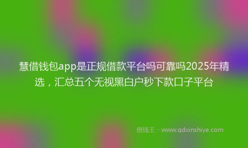 慧借钱包app是正规借款平台吗可靠吗2025年精选，汇总五个无视黑白户秒下款口子平台