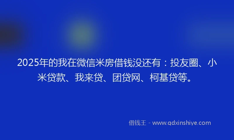 2025年的我在微信米房借钱没还有：投友圈、小米贷款、我来贷、团贷网、柯基贷等。