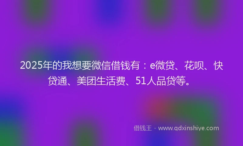 2025年的我想要微信借钱有：e微贷、花呗、快贷通、美团生活费、51人品贷等。