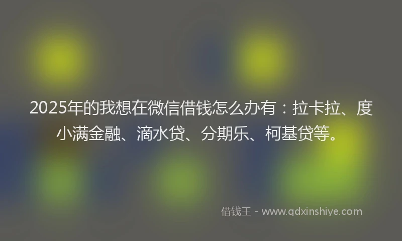 2025年的我想在微信借钱怎么办有：拉卡拉、度小满金融、滴水贷、分期乐、柯基贷等。